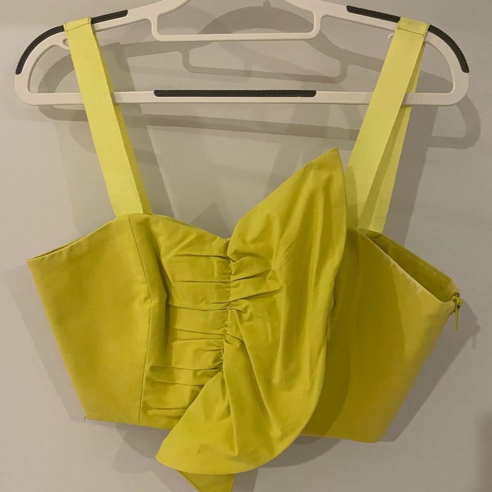 Josie Nature 
Women's Lime Green Ruffle Bustier Crop Top